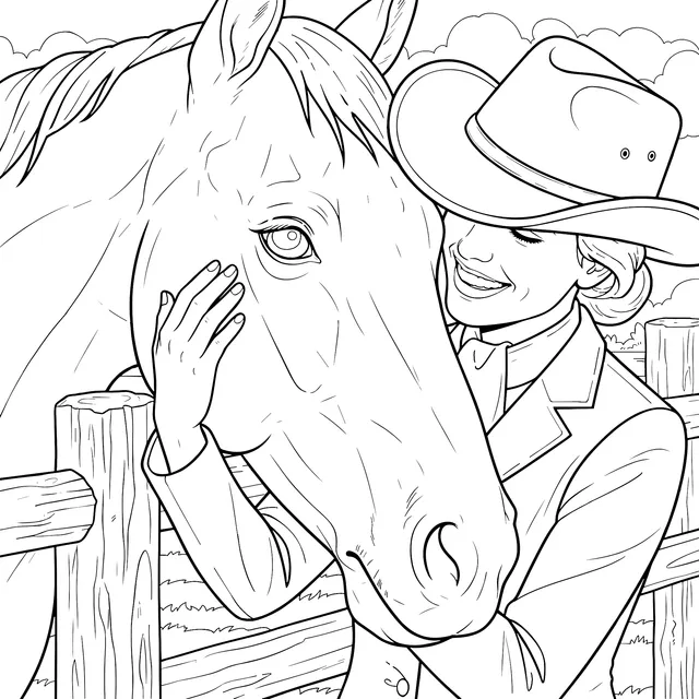 Intimate Moment Between a Cowboy and a Horse
