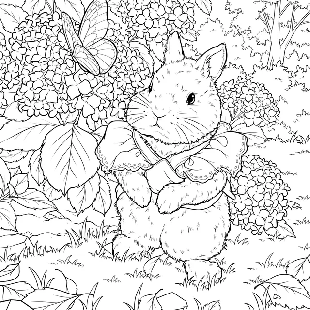 Rabbit in the Flower - bed