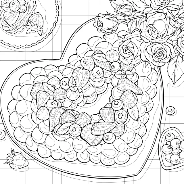 Heart - shaped Fruit Cake Illustration