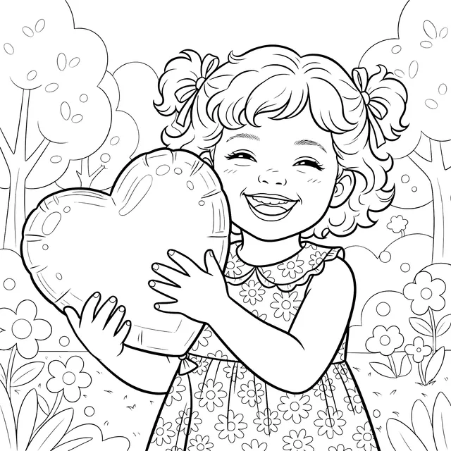 Girl Hugging a Heart