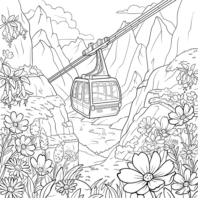 Beautiful Scenery of Cable - car in the Mountains
