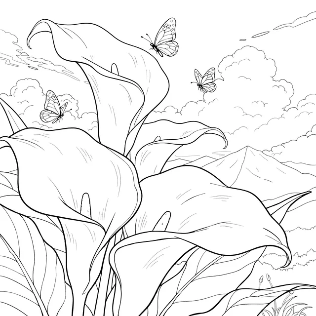 Dreamy Beauty of Calla Lilies and Butterflies