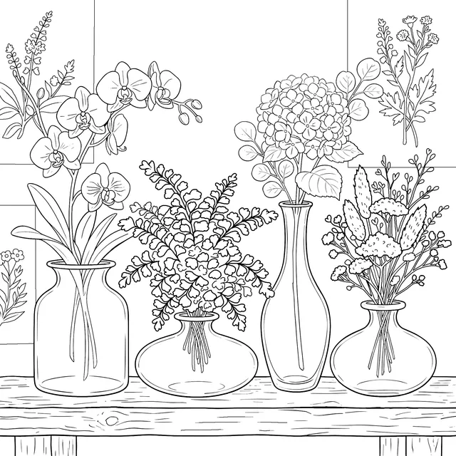 Colorful Flowers in Vases
