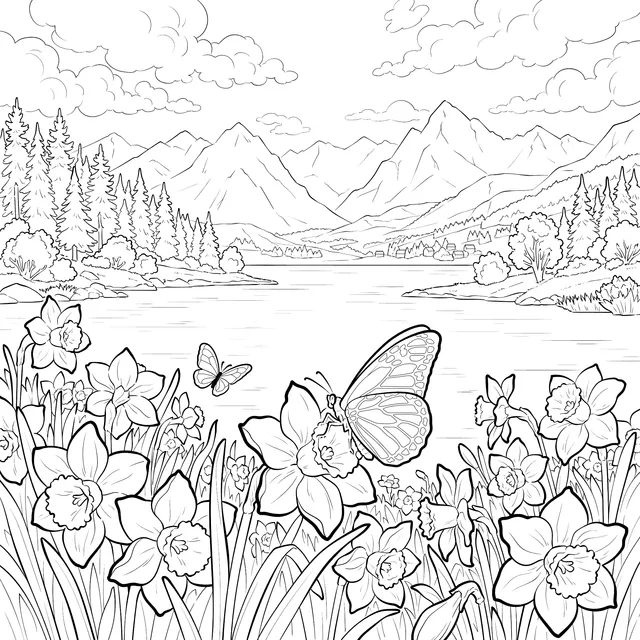 Butterflies Dancing by the Lake