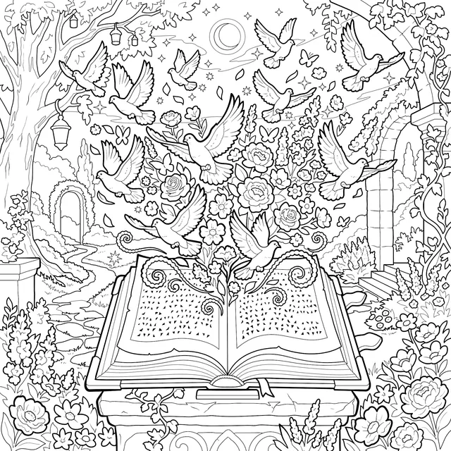 Magic Book in the Dreamy Garden