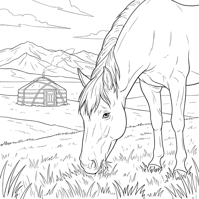 Horse on the Prairie Scene