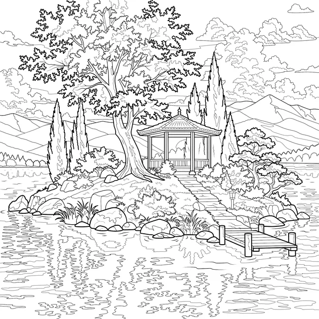 Autumn Scenery of the Mid - lake Island
