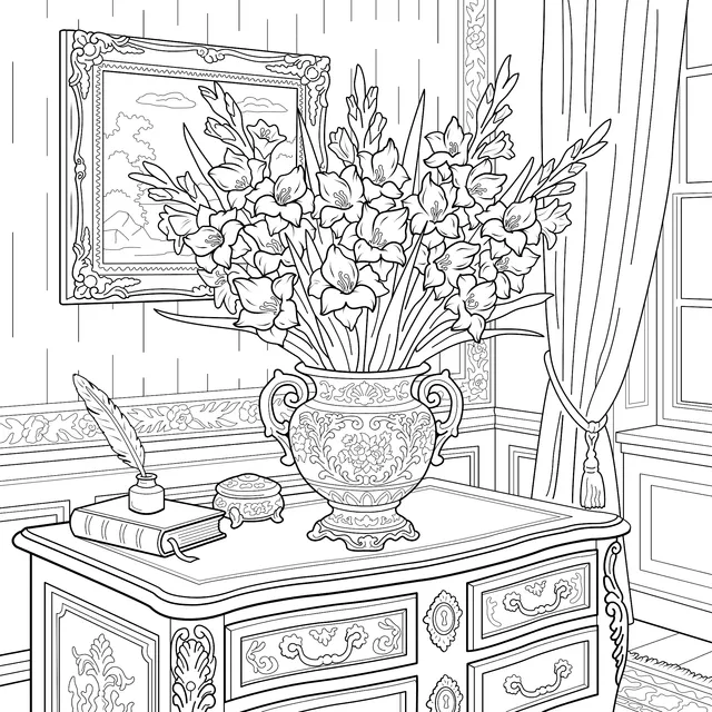 Indoor Vase with Flower Arrangement Scene
