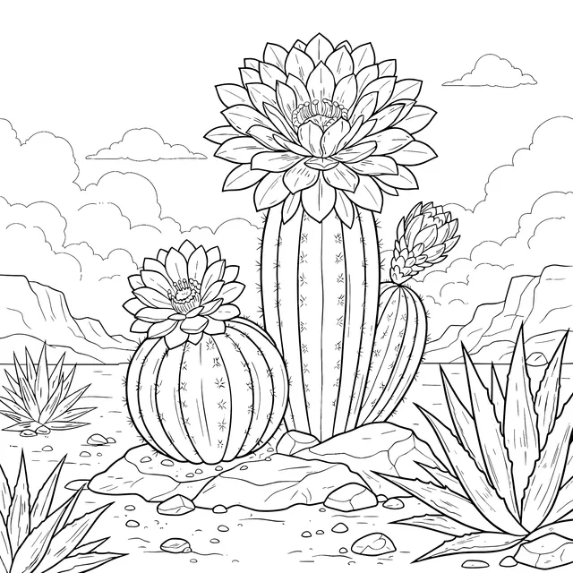 Cactus Flowers in the Desert