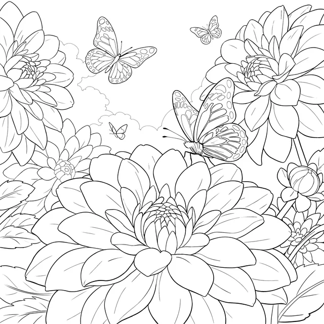 Colorful Flowers and Butterflies
