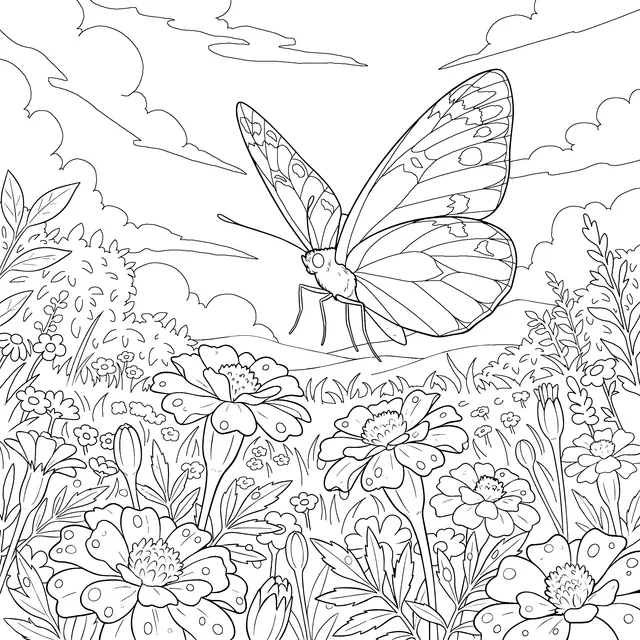 Butterfly Dancing in Flower - bed