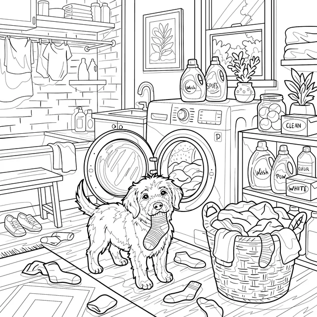 A Puppy in the Laundry Room