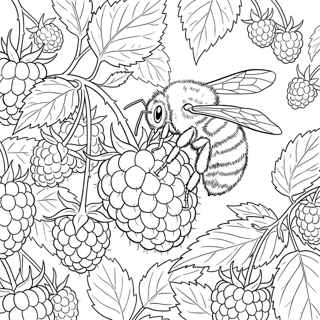 Bee and Raspberries
