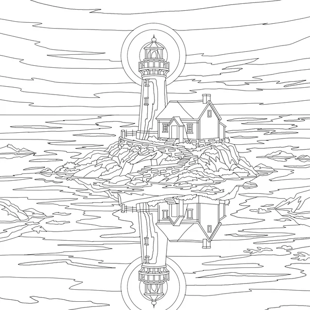 Lighthouse Night View on the Sea