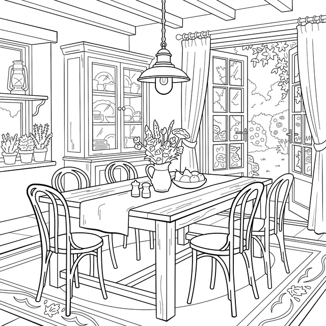 Cozy Rustic - style Dining Room