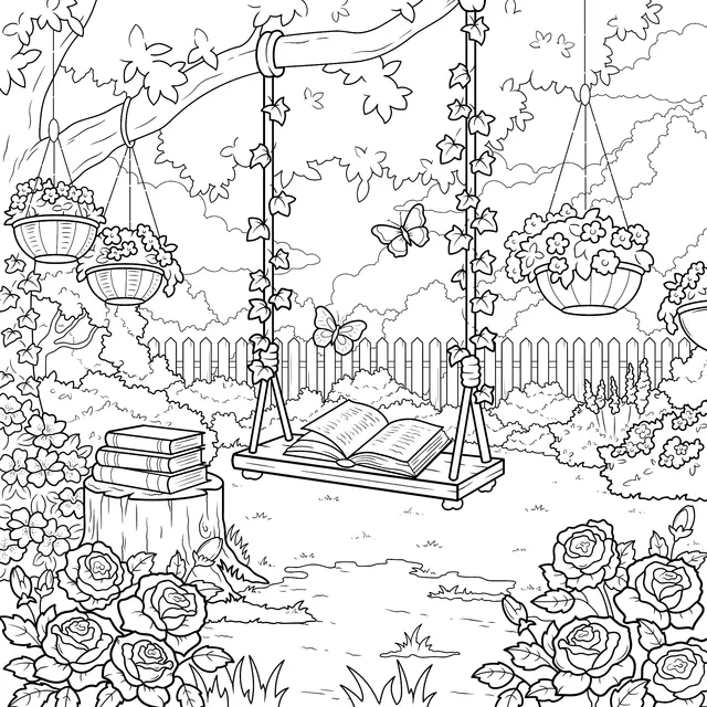 Serene Garden Swing Scene