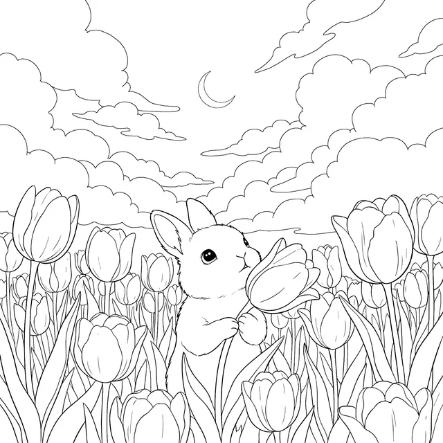 Rabbit in the Flower Bed