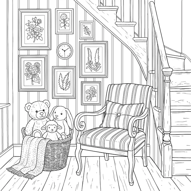 Cozy Corner by the Stairs Scene