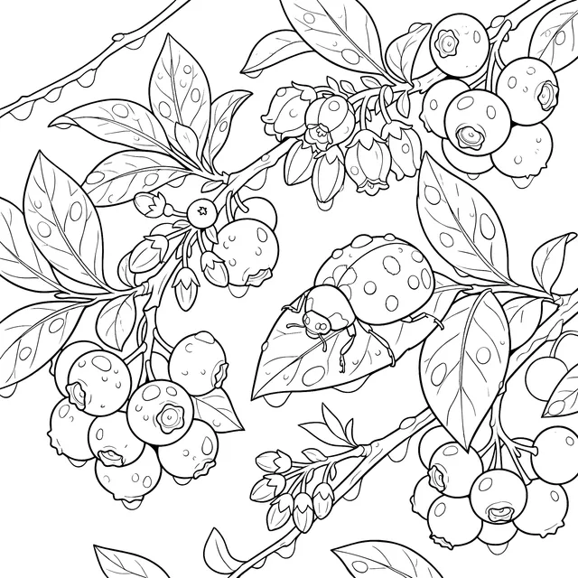Blueberries and Ladybug