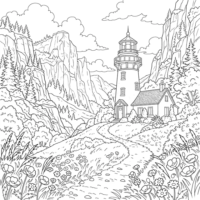 Beautiful Lighthouse in the Mountains