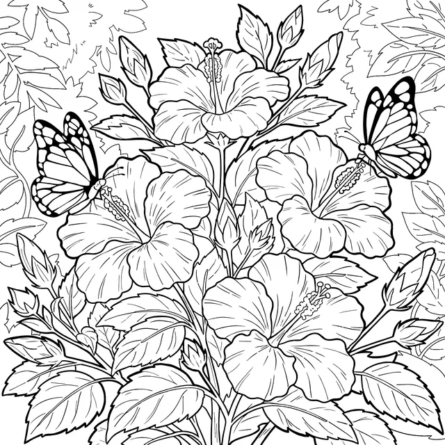 Hibiscus and Butterflies