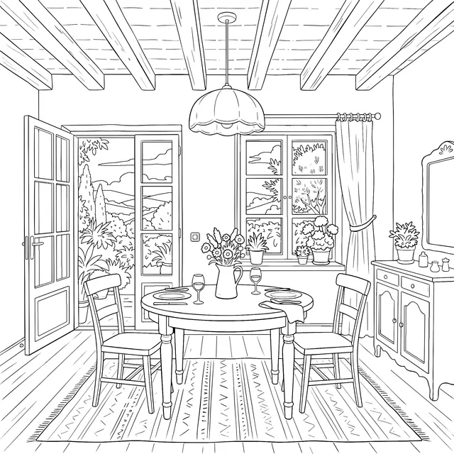 Cozy Rustic - style Dining Room