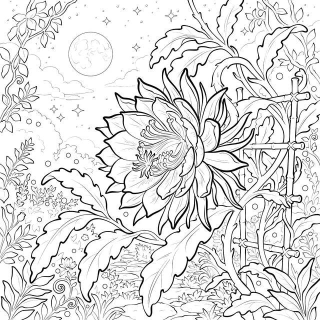 Epiphyllum in Moon - lit Night