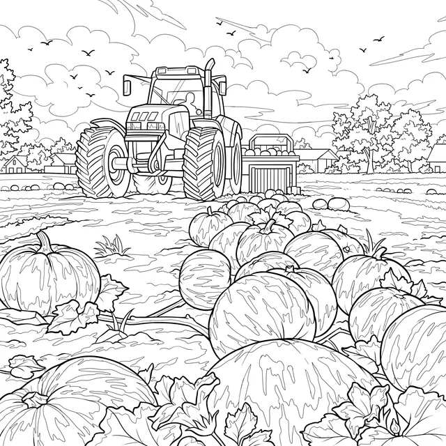 Autumn Harvest Scene in the Countryside
