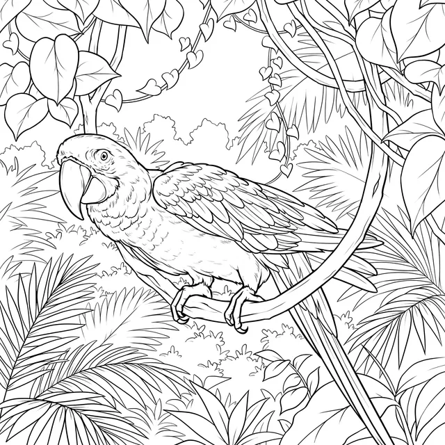 Parrot Perched in the Jungle
