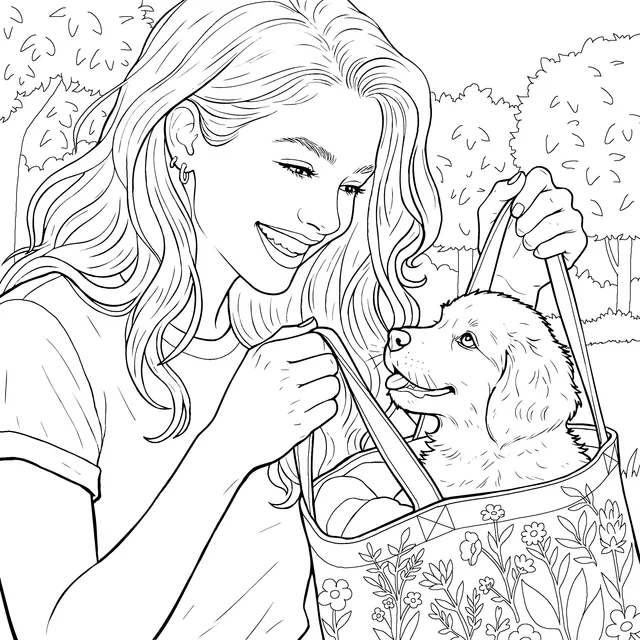 Warm Moment between a Woman and Her Adorable Puppy