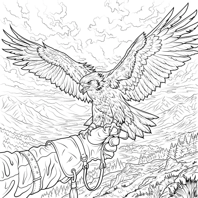 Falconer's Eagle at Sunset Mountains