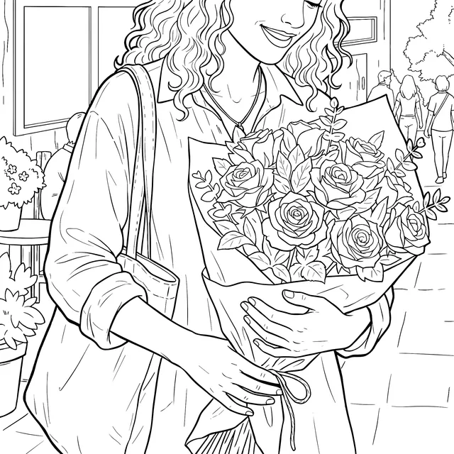 Woman Holding a Bouquet