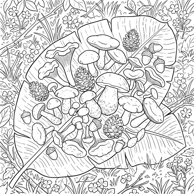 Mushrooms and Nuts in the Forest