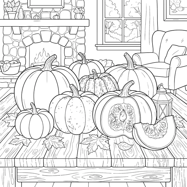 Pumpkins by the Autumn Hearth