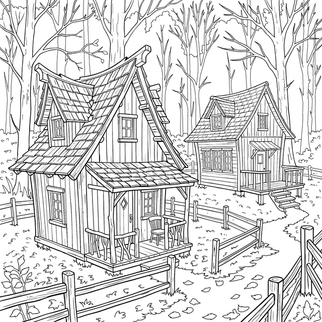 Autumn Cabins in the Forest