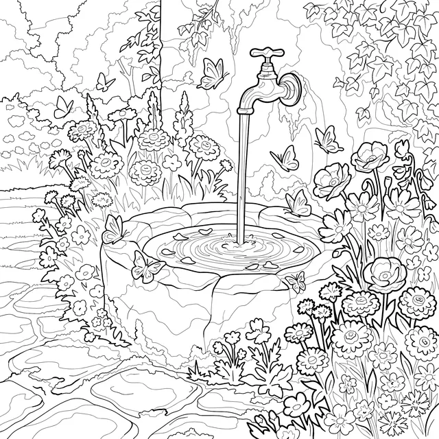 Fountain Scene in the Garden