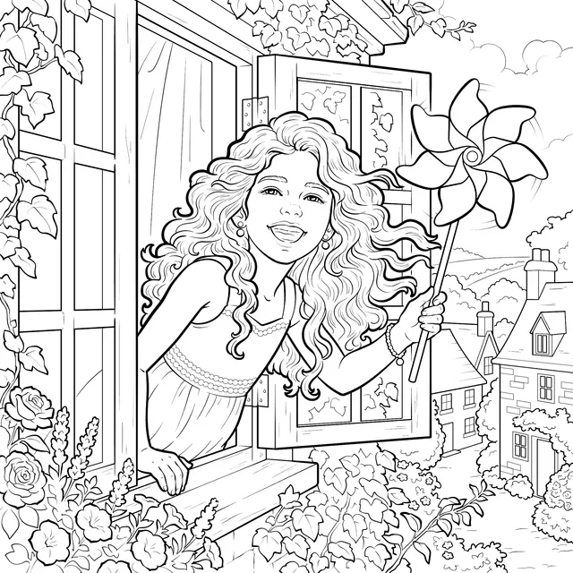 Girl with Pinwheel by the Window