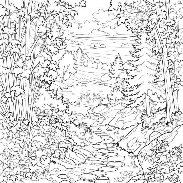 Autumn Forest Swan Lake