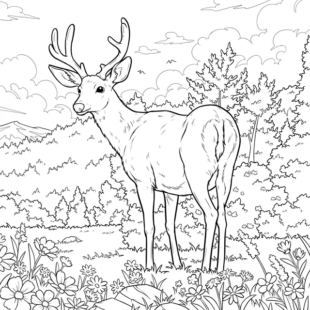 Deer in Wildflower Meadow