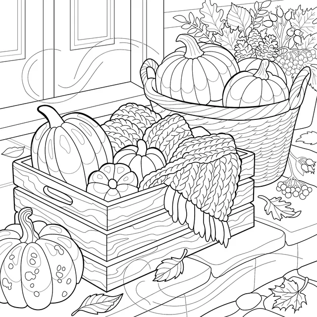 Autumn Porch Pumpkin Scene