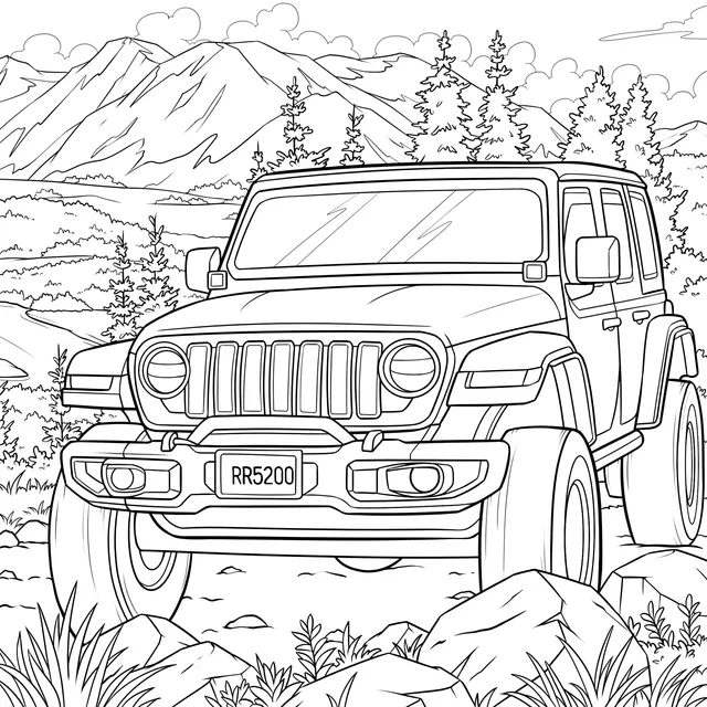 Off-road Jeep in Mountain Wilderness