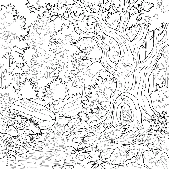 Autumn Forest Stream Scene