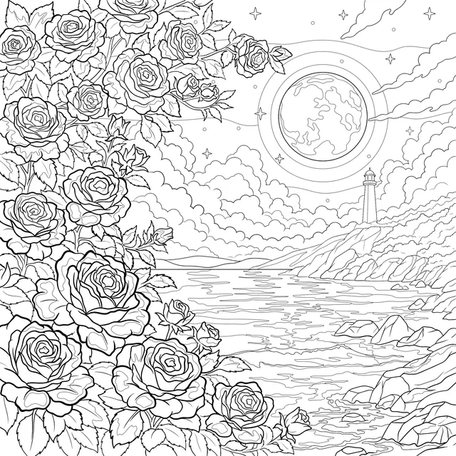 Moonlit Rose Seaside
