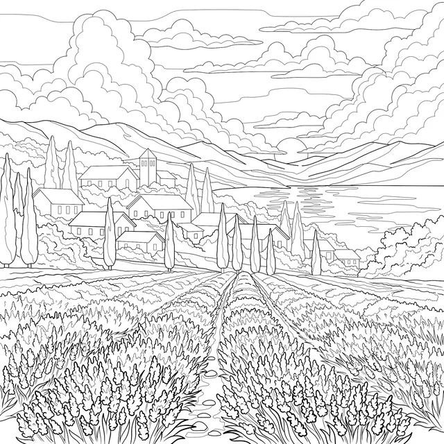 Sunset Lavender Countryside