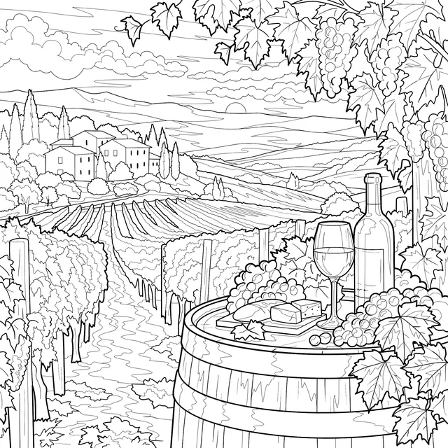 Autumn Vineyard Scene