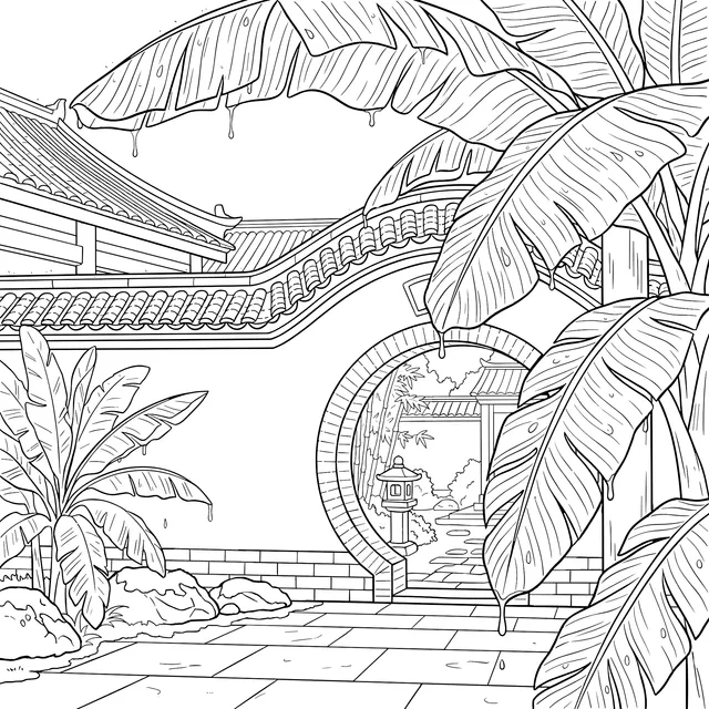 Courtyard Banana After Rain