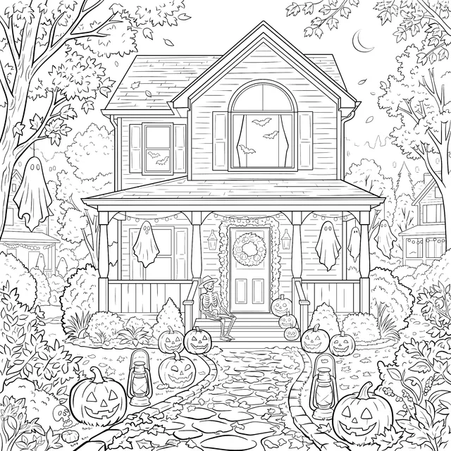 Autumn Halloween Suburban House