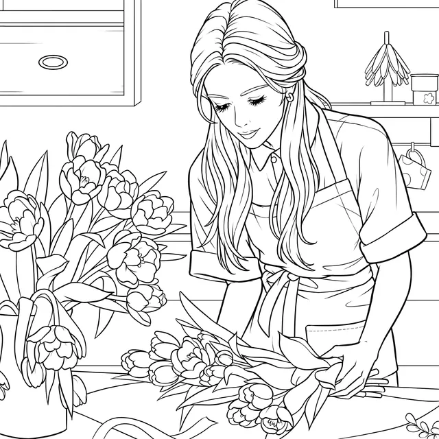 Florist Arranging Tulips