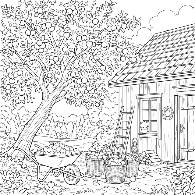 Farm Apple Harvest Scene