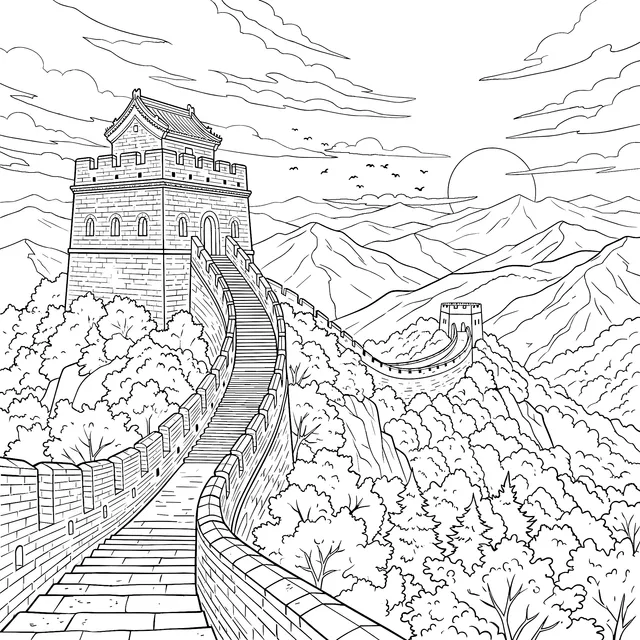 Great Wall at Autumn Sunset